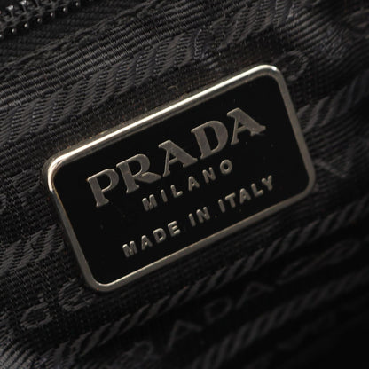 Prada Handbag Black Nylon Leather Line Angle Logo — view 4