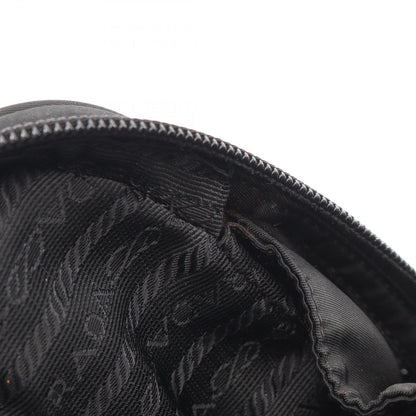 Prada Handbag Black Nylon Leather Line Angle Logo — view 5
