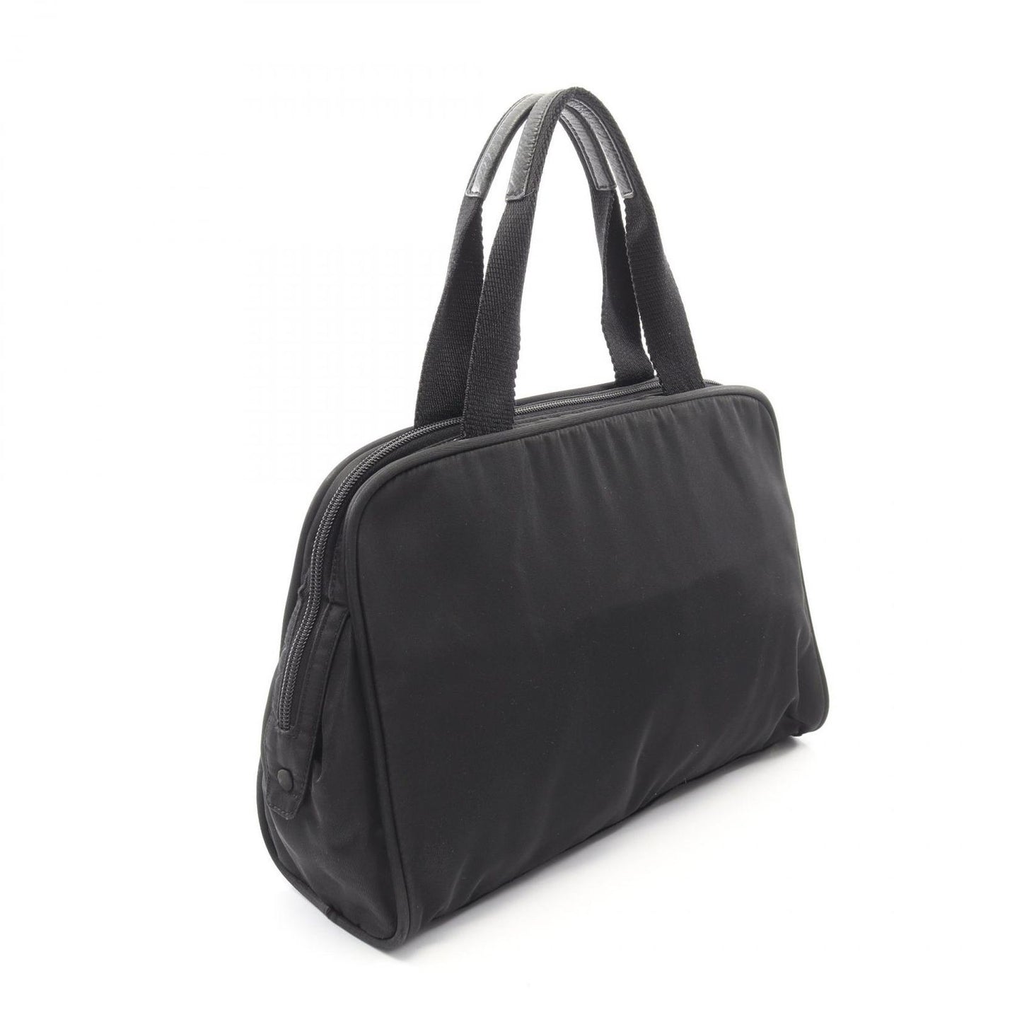 Prada Handbag Black Nylon Leather Line Angle Logo — view 2
