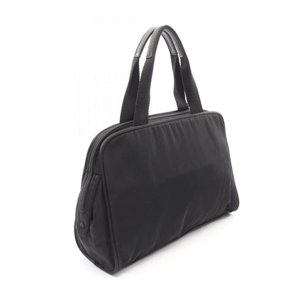 Prada Handbag Black Nylon Leather Line Angle Logo — view 2