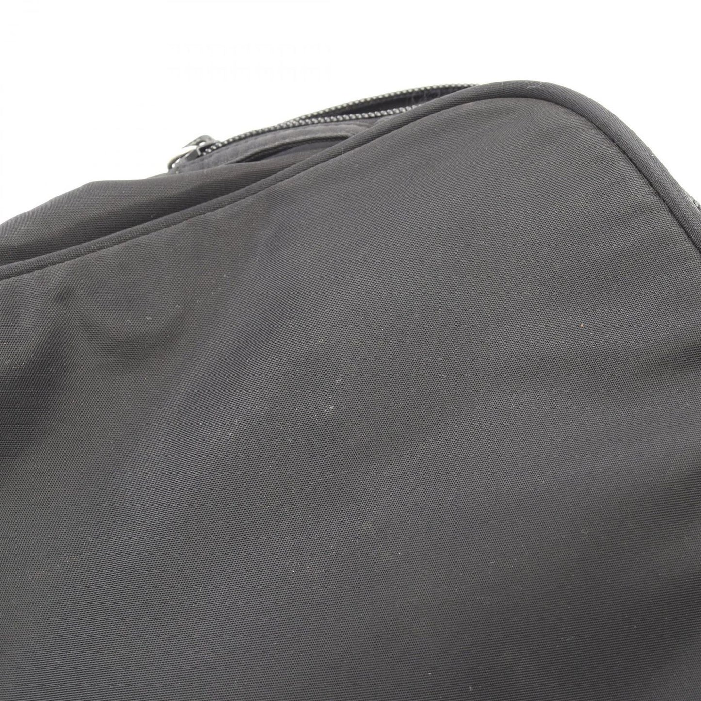 Prada Handbag Black Nylon Leather Line Angle Logo — view 9