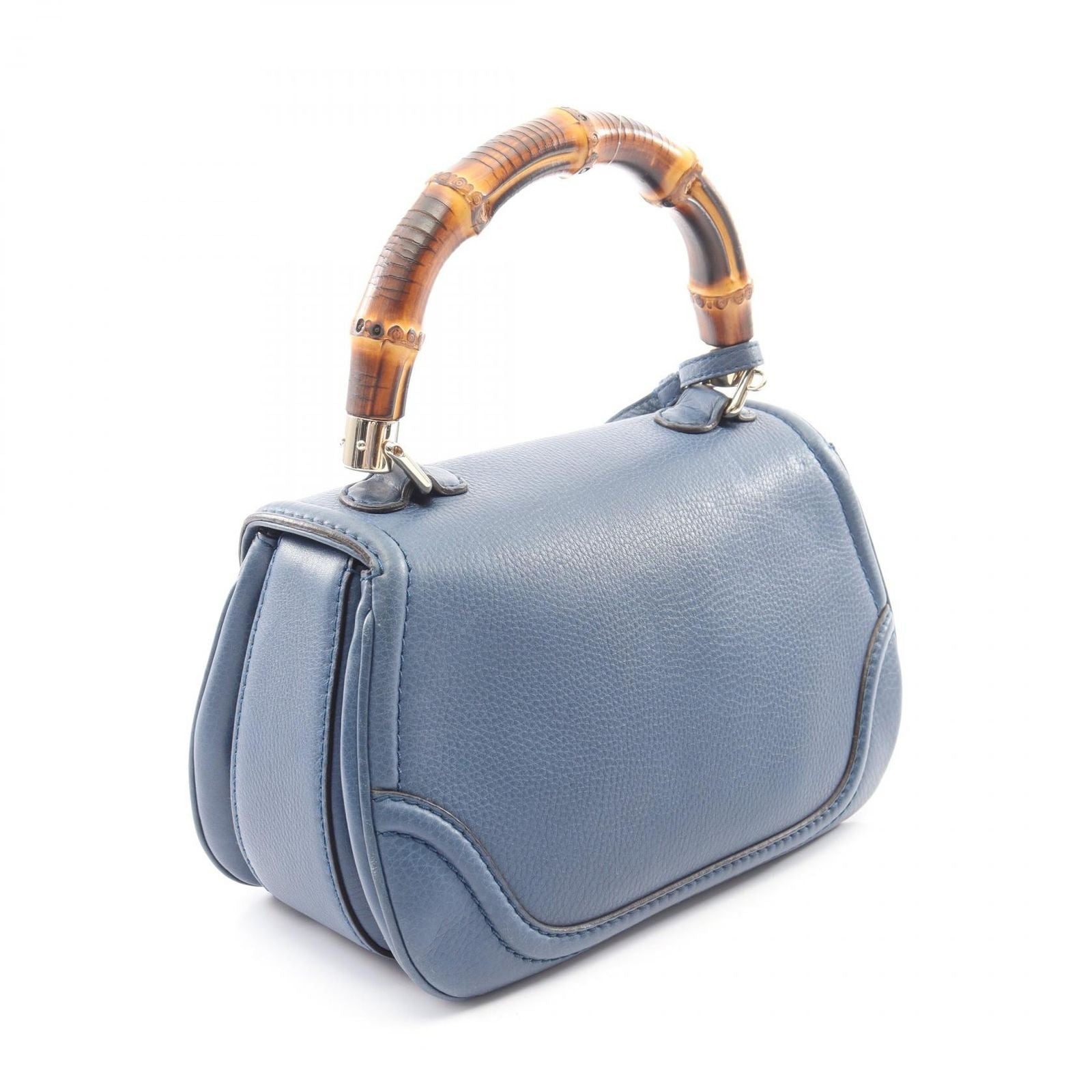 Gucci Handbag New Bamboo 2-Way Blue Leather Hand — view 2