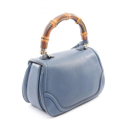 Gucci Handbag New Bamboo 2-Way Blue Leather Hand — view 2