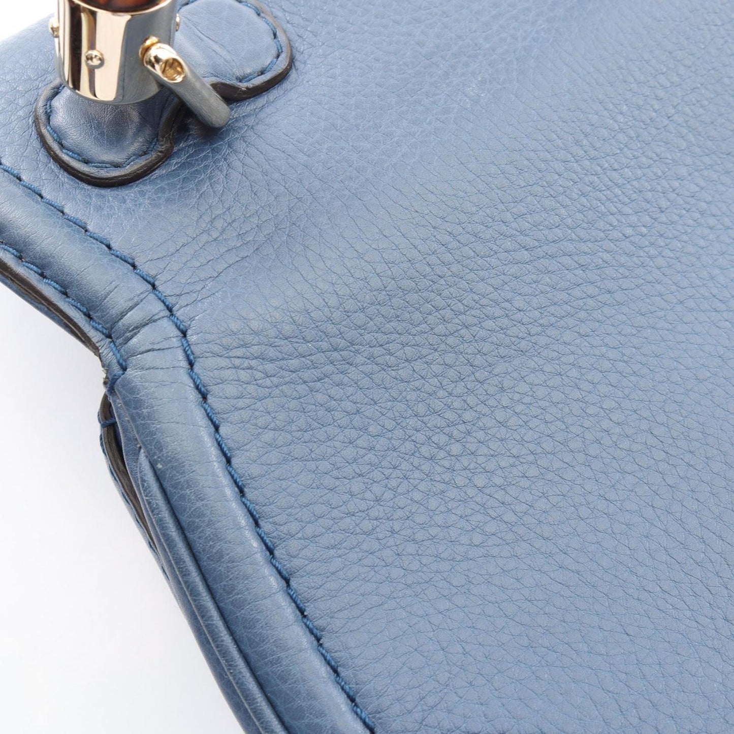 Gucci Handbag New Bamboo 2-Way Blue Leather Hand — view 9