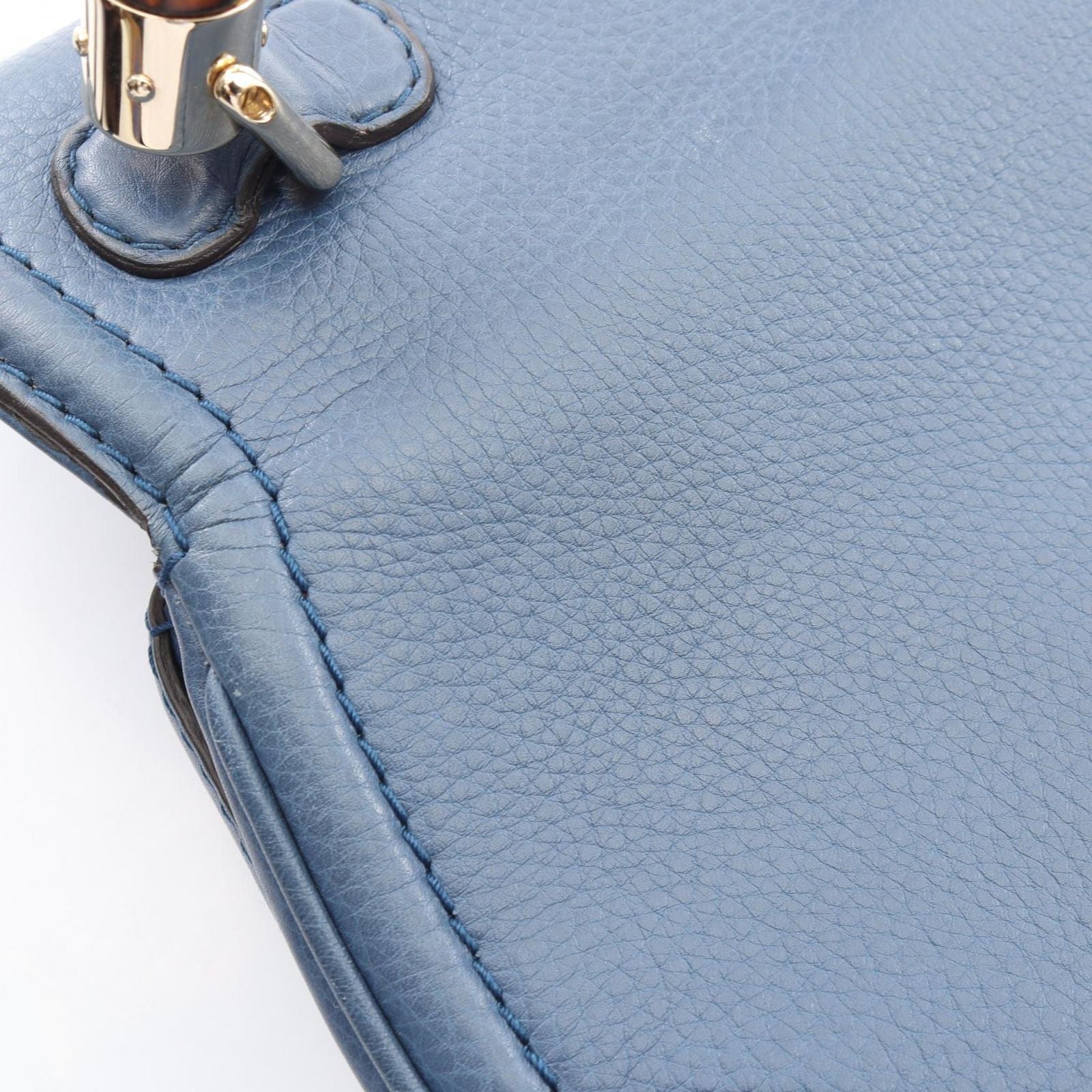Gucci Handbag New Bamboo 2-Way Blue Leather Hand — view 9