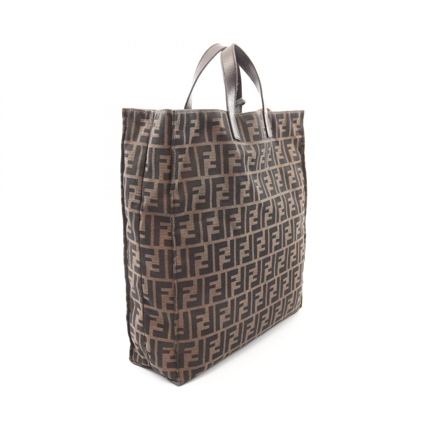 Fendi Tote Zucca Brown Canvas Leather — view 2