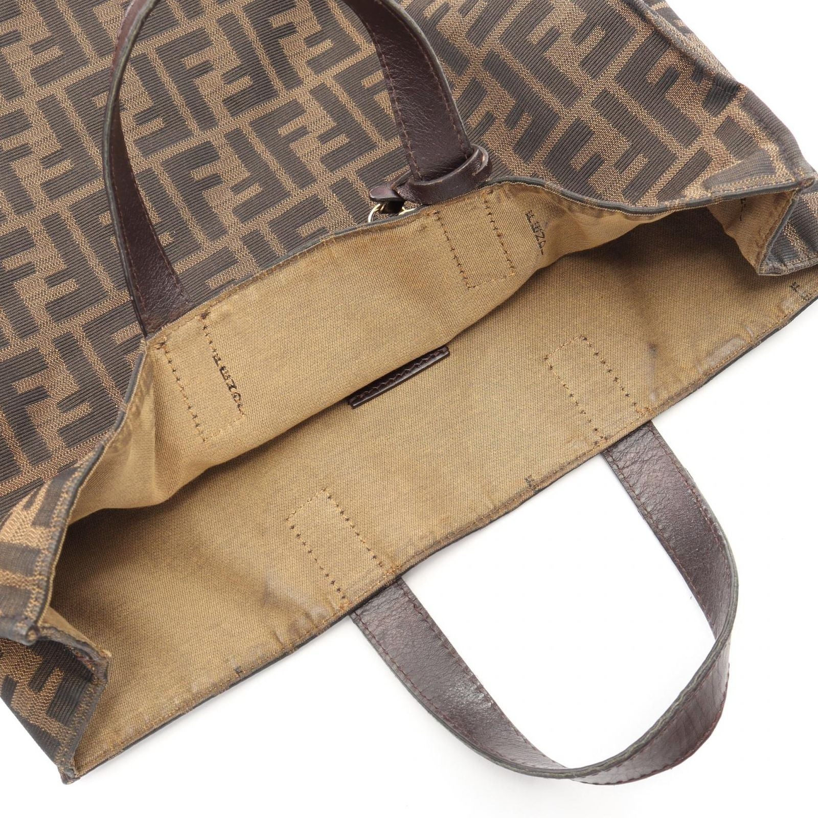 Fendi Tote Zucca Brown Canvas Leather — view 7