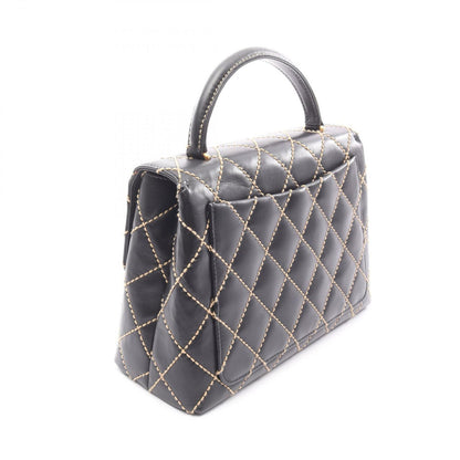 Chanel Handbag Wild Stitch Top Handle Black Leather — view 2