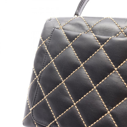 Chanel Handbag Wild Stitch Top Handle Black Leather — view 9