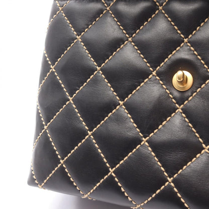Chanel Handbag Wild Stitch Top Handle Black Leather — view 8
