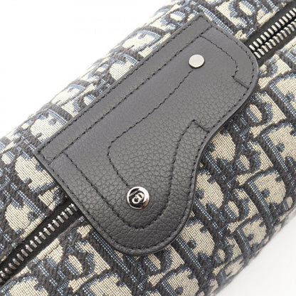 Dior Clutch Rango White Jacquard Navy Canvas Leather Blue Toiletries Case — view 7