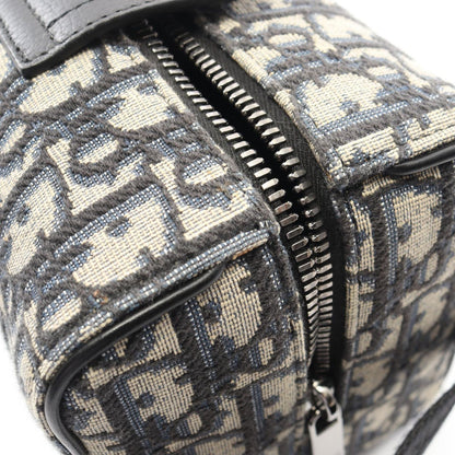 Dior Clutch Rango White Jacquard Navy Canvas Leather Blue Toiletries Case — view 9