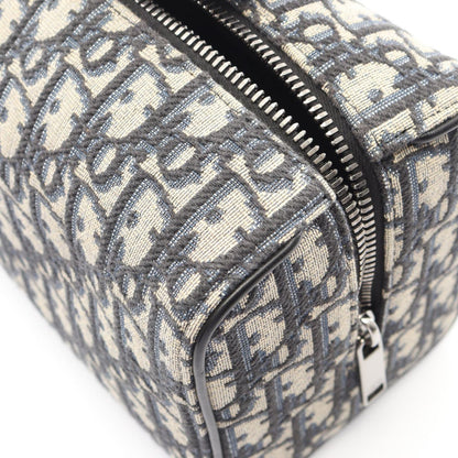 Dior Clutch Rango White Jacquard Navy Canvas Leather Blue Toiletries Case — view 6