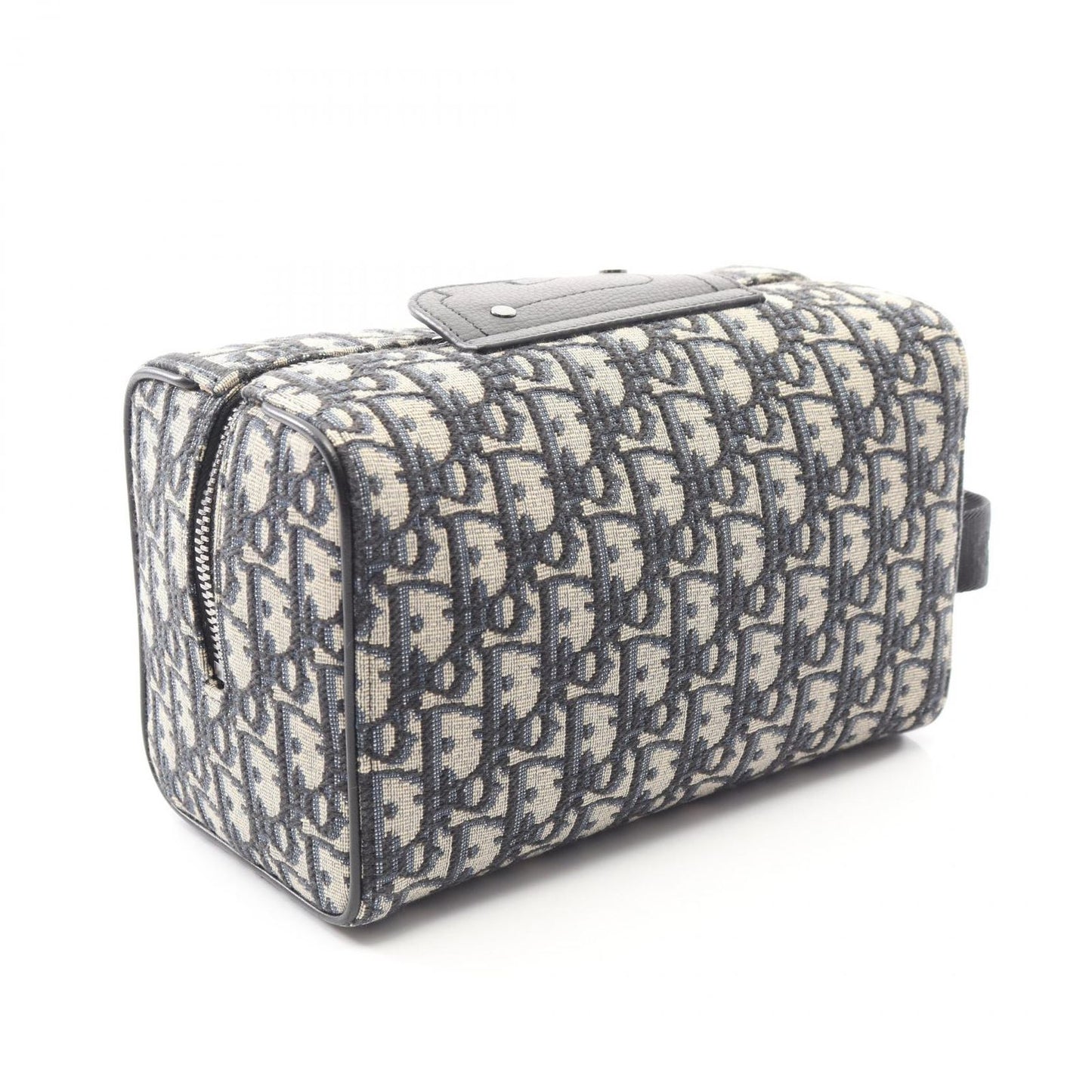 Dior Clutch Rango White Jacquard Navy Canvas Leather Blue Toiletries Case — view 2
