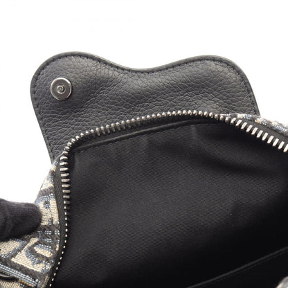 Dior Clutch Rango White Jacquard Navy Canvas Leather Blue Toiletries Case — view 8