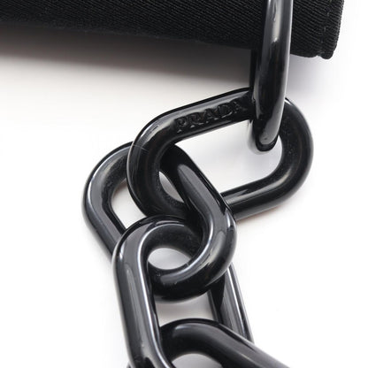 Prada Shoulder Bag Tessuto Swing Plastic Black Nylon Chain — view 7