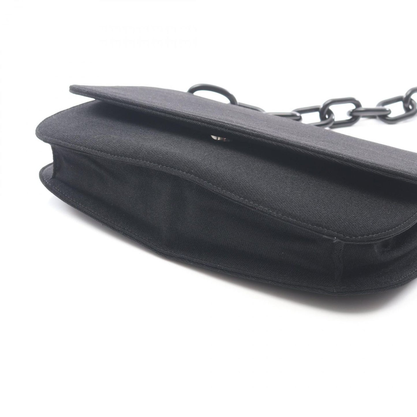 Prada Shoulder Bag Tessuto Swing Plastic Black Nylon Chain — view 5