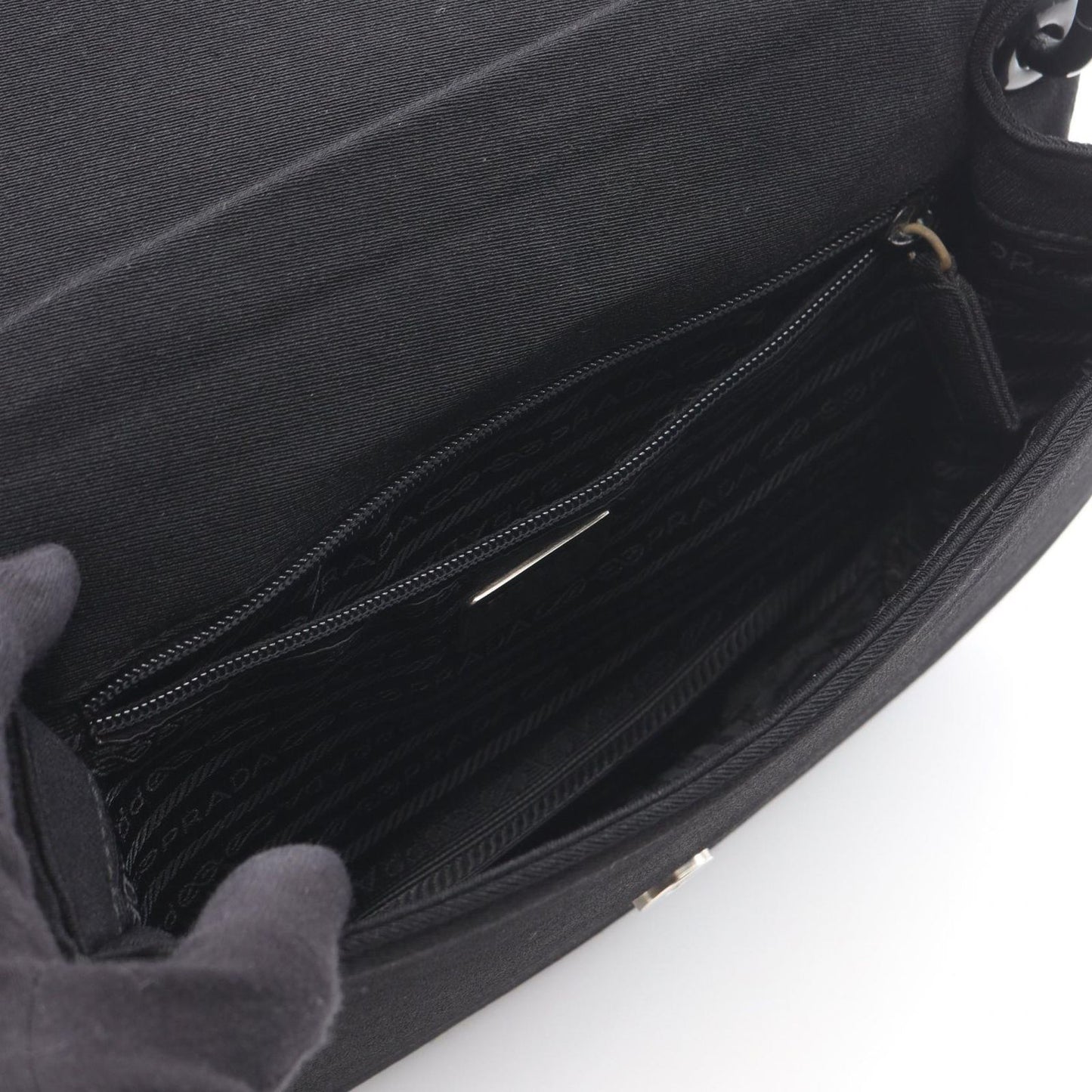 Prada Shoulder Bag Tessuto Swing Plastic Black Nylon Chain — view 3