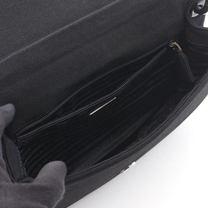 Prada Shoulder Bag Tessuto Swing Plastic Black Nylon Chain — view 3