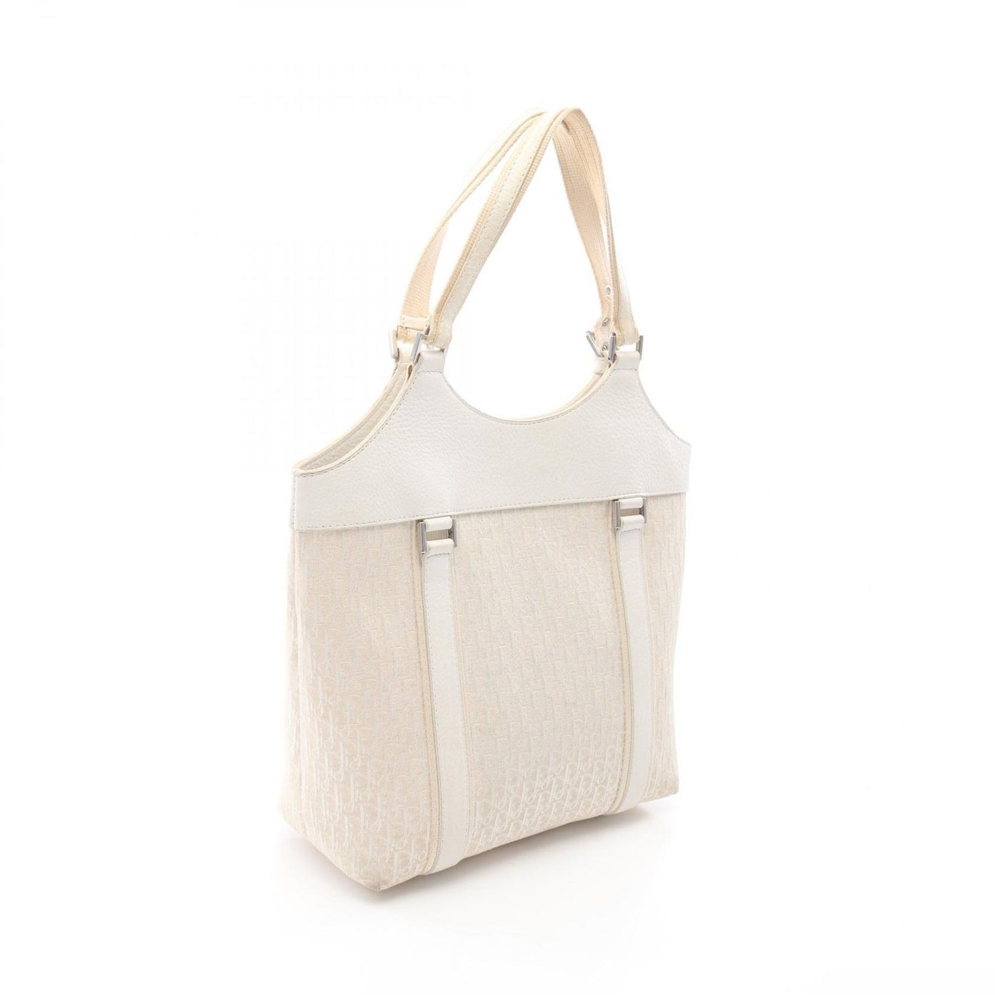 Dior Handbag Strips Tosic Trotter Ivory Canvas Leather Tote — view 2