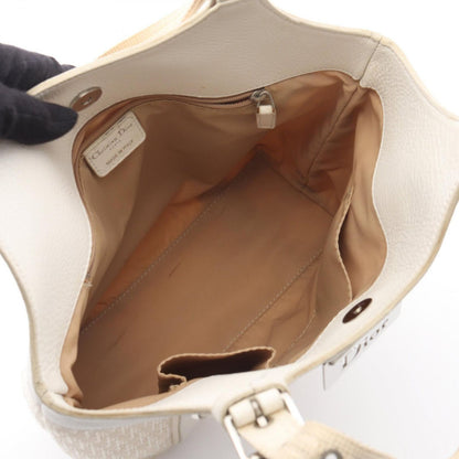Dior Handbag Strips Tosic Trotter Ivory Canvas Leather Tote — view 3