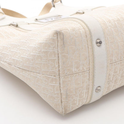 Dior Handbag Strips Tosic Trotter Ivory Canvas Leather Tote — view 5