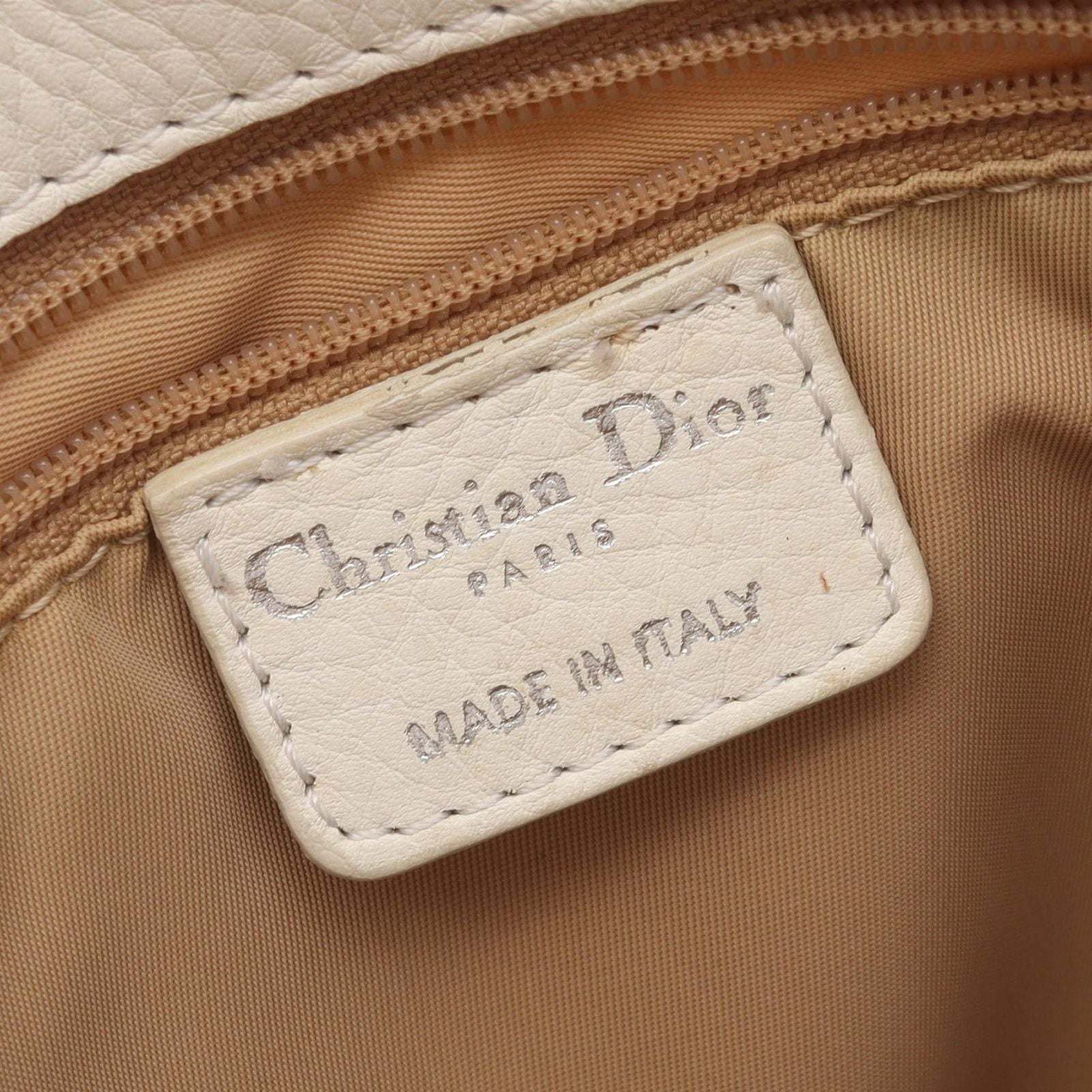 Dior Handbag Strips Tosic Trotter Ivory Canvas Leather Tote — view 4