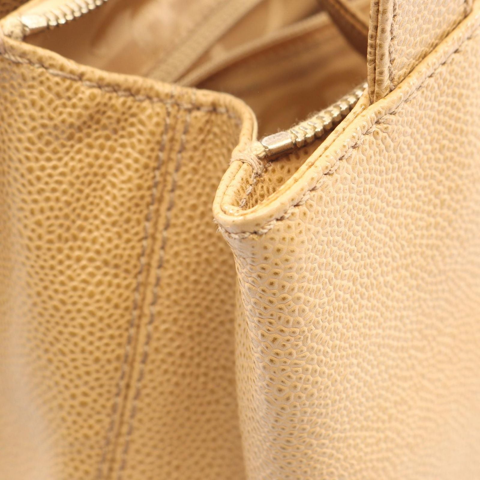 Chanel Tote CC Logo Beige Caviar Leather Handbag — view 6