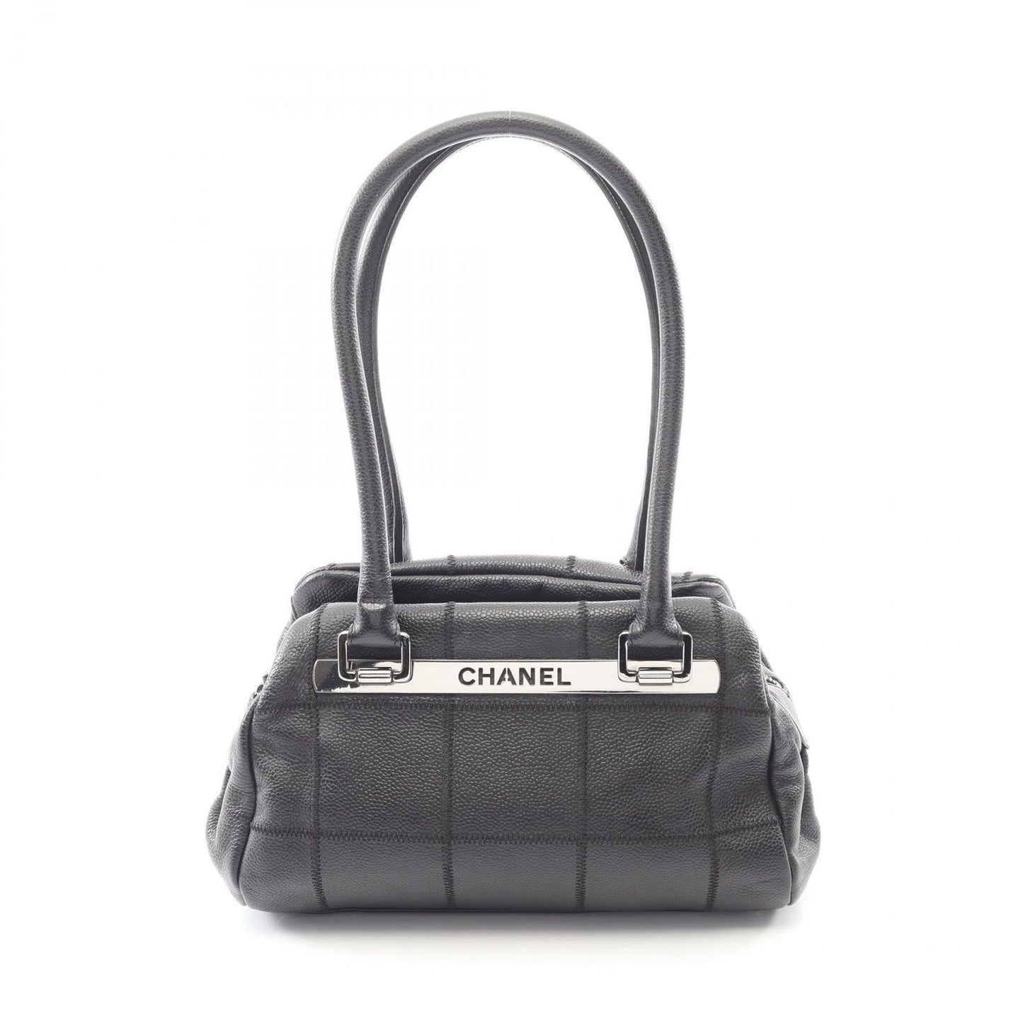 Chanel Shoulder Bag Choco Bar Black Caviar Leather
