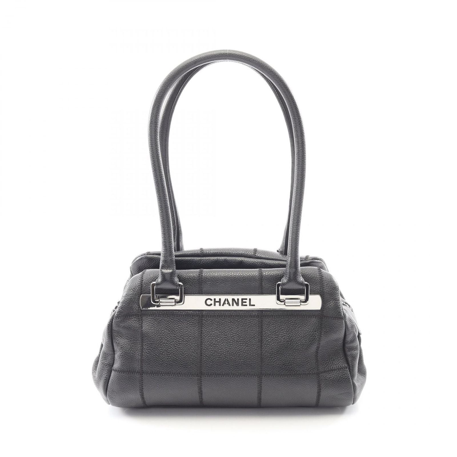 Chanel Shoulder Bag Choco Bar Black Caviar Leather
