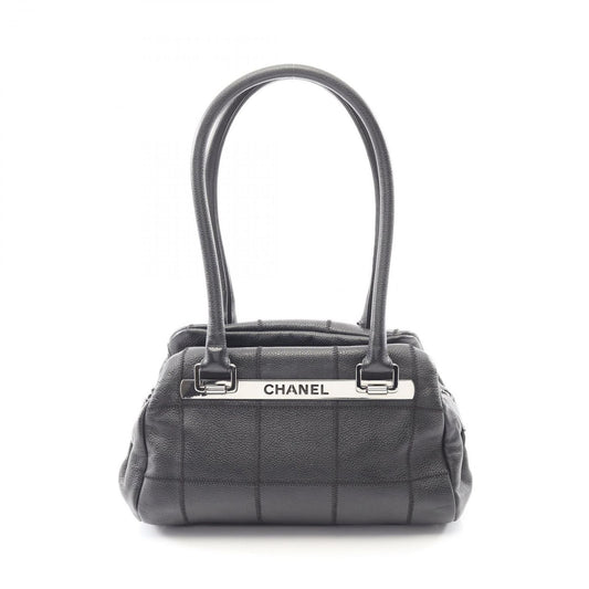 Chanel Shoulder Bag Choco Bar Black Caviar Leather