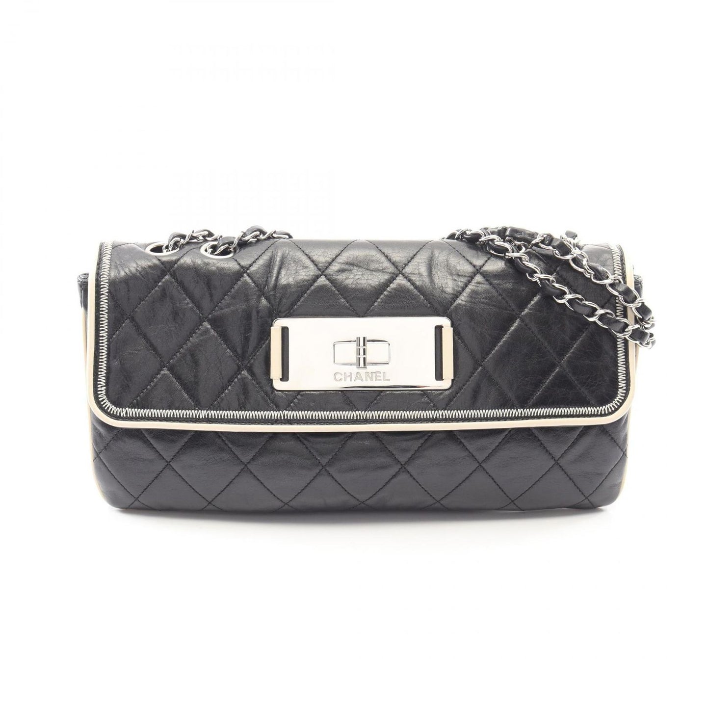 Chanel Shoulder Bag 2.55 Quilted Black Lambskin Chain
