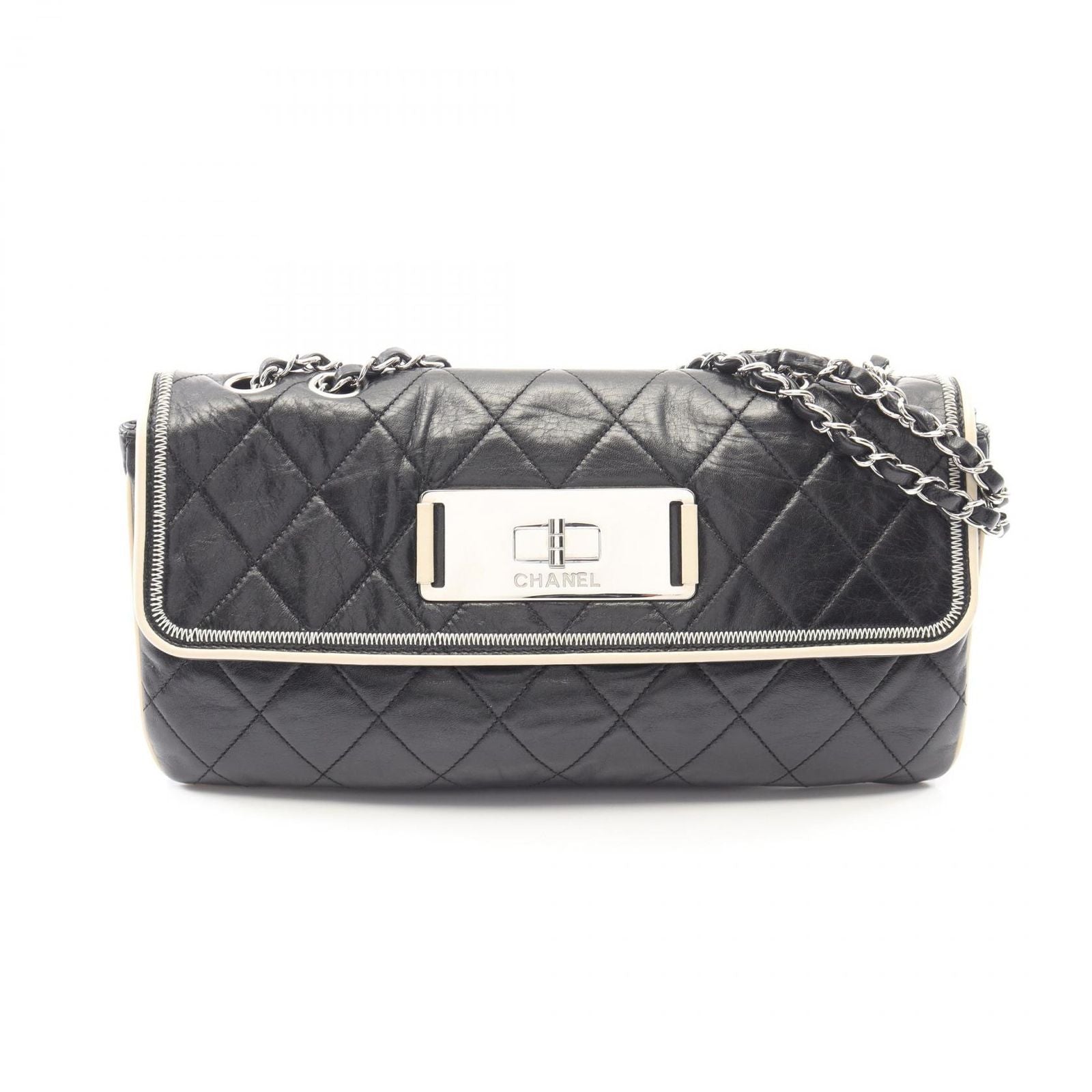 Chanel Shoulder Bag 2.55 Quilted Black Lambskin Chain