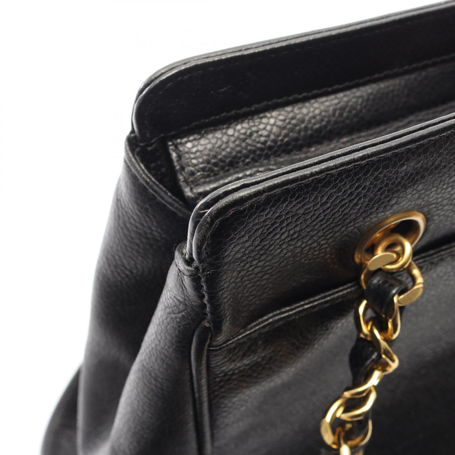 Chanel Tote Triple CC Logo Black Caviar Leather Coco — view 8