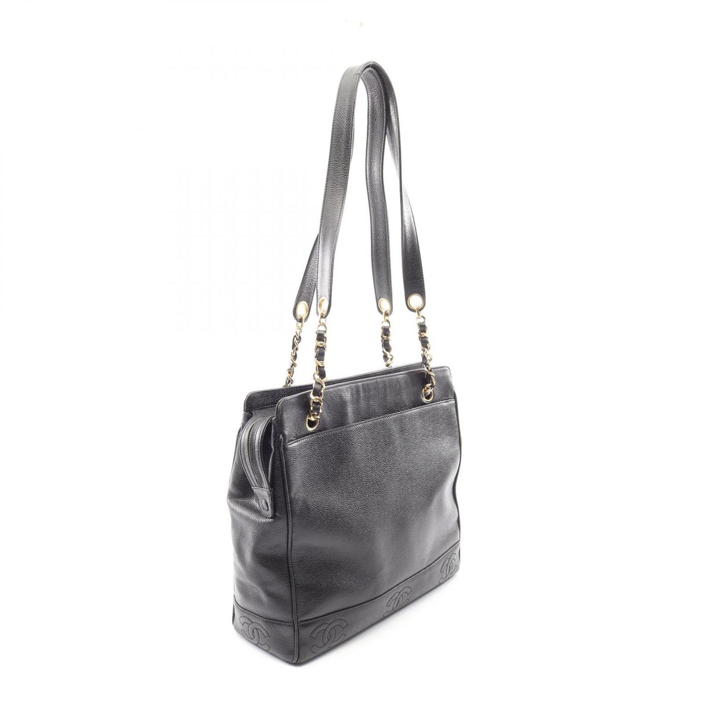 Chanel Tote Triple CC Logo Black Caviar Leather Coco — view 2