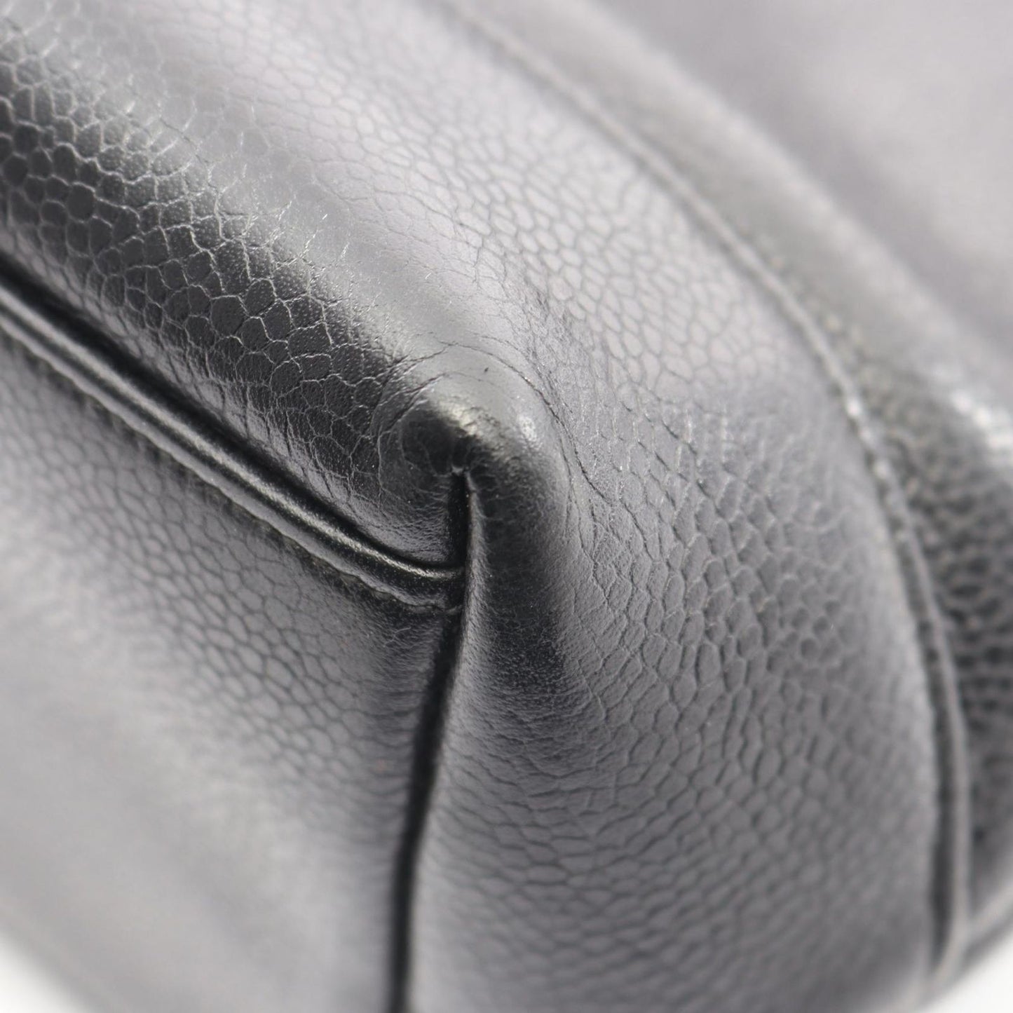 Chanel Tote CC Logo Black Caviar Leather CC Shoulder — view 7