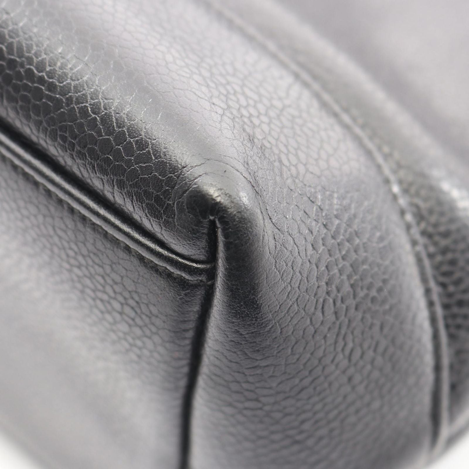 Chanel Tote CC Logo Black Caviar Leather CC Shoulder — view 7