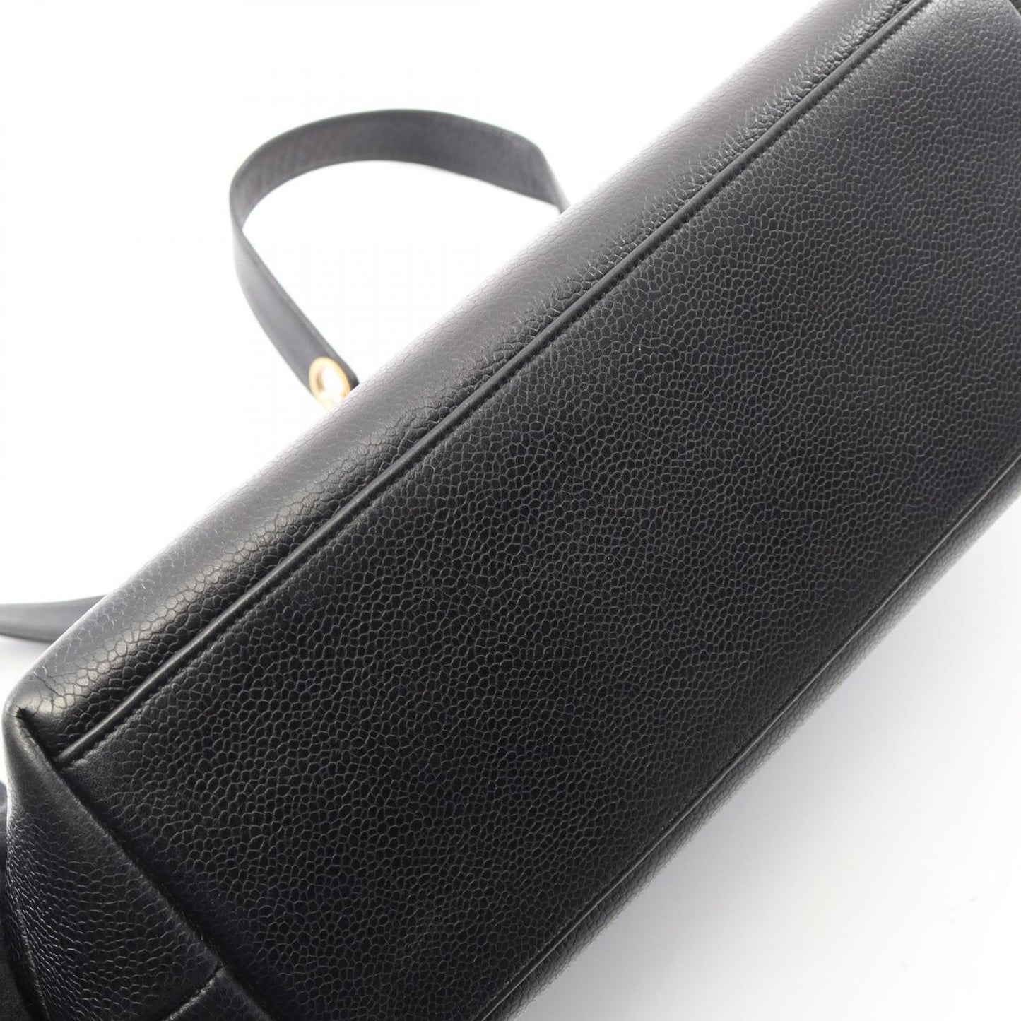 Chanel Tote CC Logo Black Caviar Leather CC Shoulder — view 8