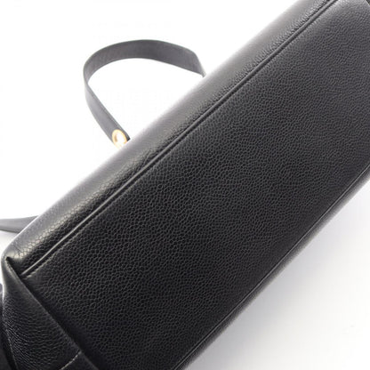 Chanel Tote CC Logo Black Caviar Leather CC Shoulder — view 8