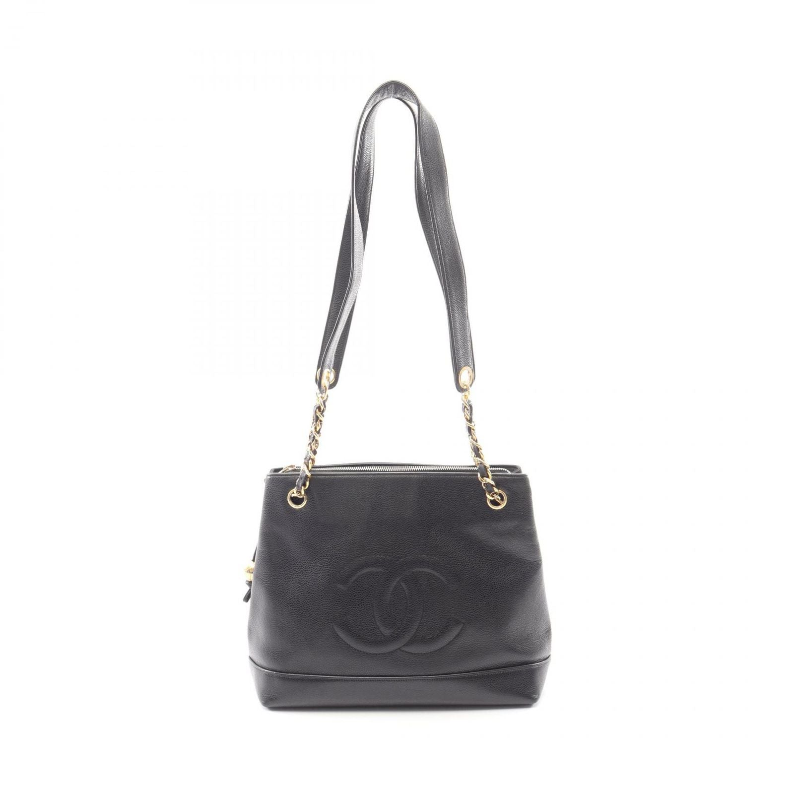 Chanel Tote CC Logo Black Caviar Leather CC Shoulder
