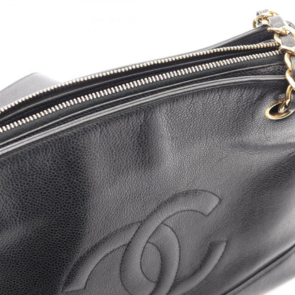 Chanel Tote CC Logo Black Caviar Leather CC Shoulder — view 6