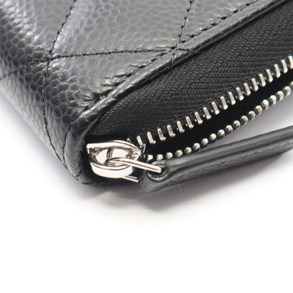 Chanel Round Wallet Classic Long Zip Quilted Black Caviar Leather — view 6