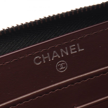 Chanel Round Wallet Classic Long Zip Quilted Black Caviar Leather — view 4