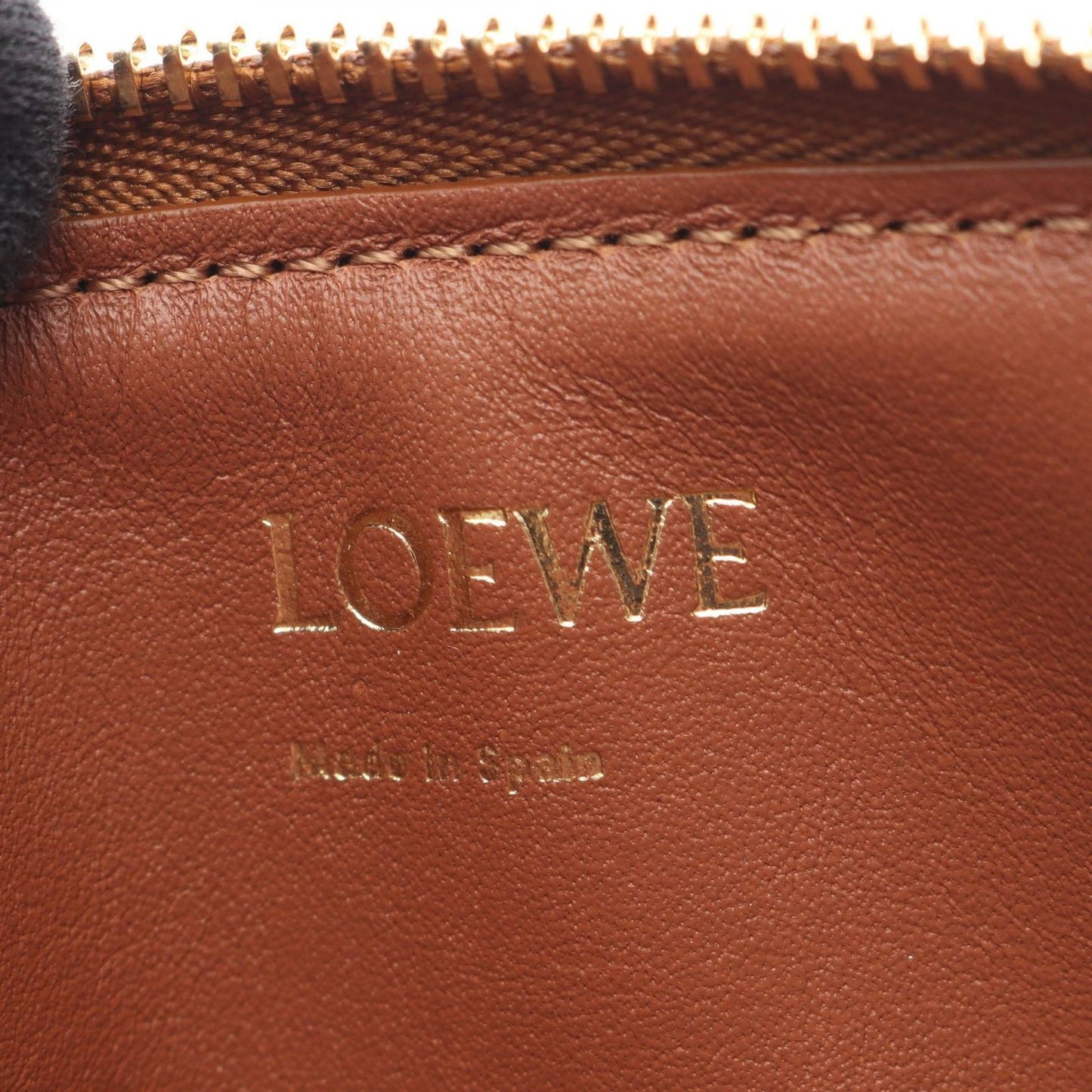Loewe Coin Case Repeat Anagram Card Holder Brown Canvas Leather Fragment — view 4
