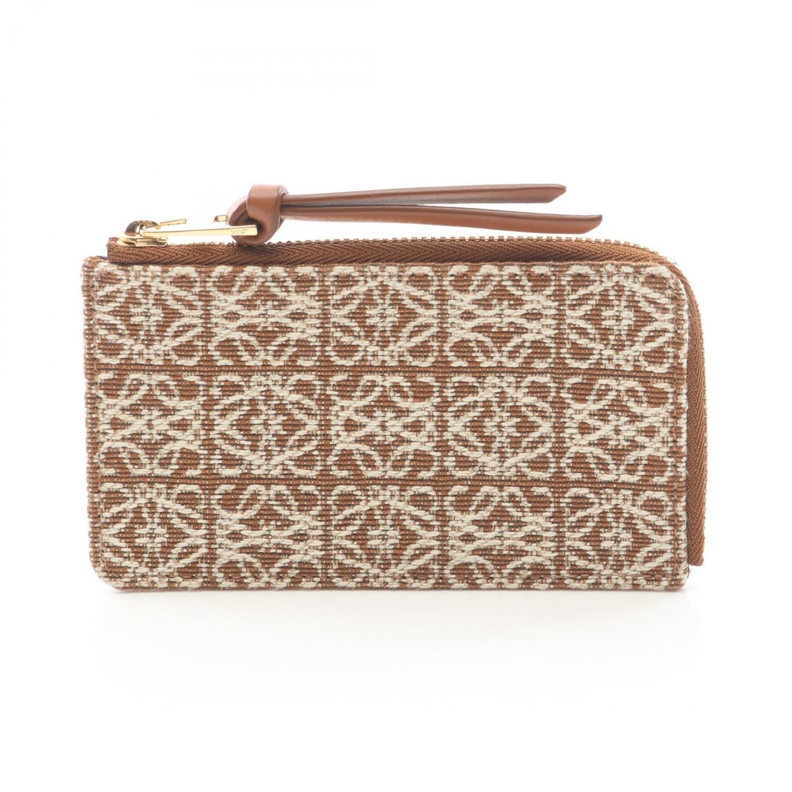 Loewe Coin Case Repeat Anagram Card Holder Brown Canvas Leather Fragment