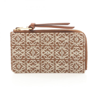 Loewe Coin Case Repeat Anagram Card Holder Brown Canvas Leather Fragment