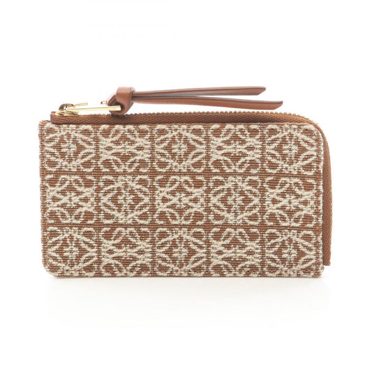Loewe Coin Case Repeat Anagram Card Holder Brown Canvas Leather Fragment