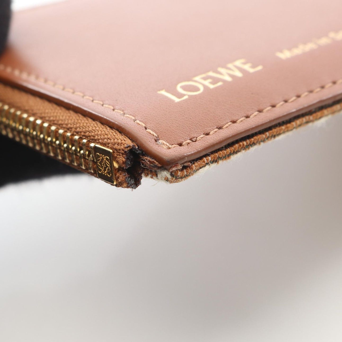 Loewe Coin Case Repeat Anagram Card Holder Brown Canvas Leather Fragment — view 5