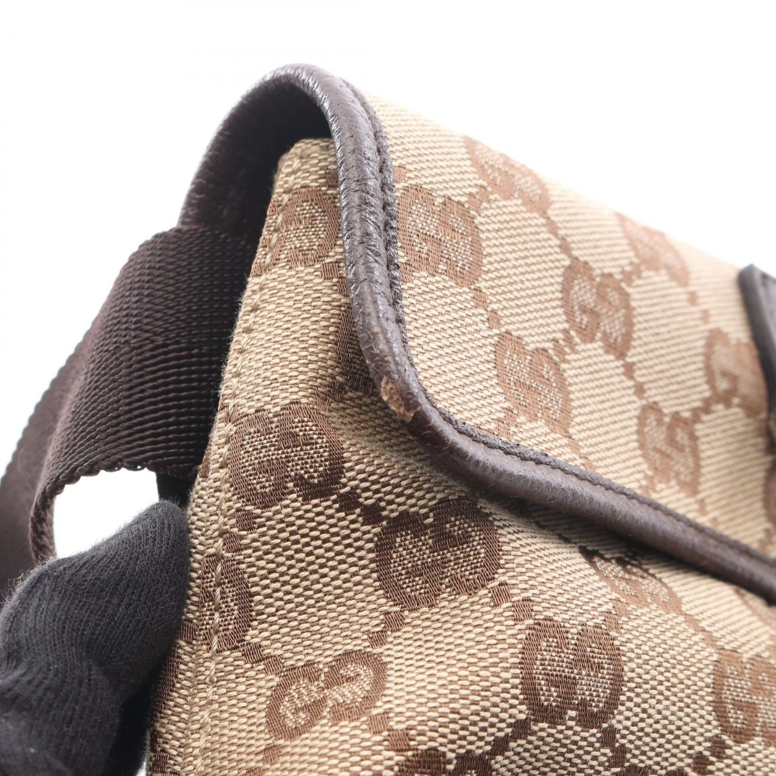 Gucci Waist Bag GG Canvas Beige Dark Brown — view 6