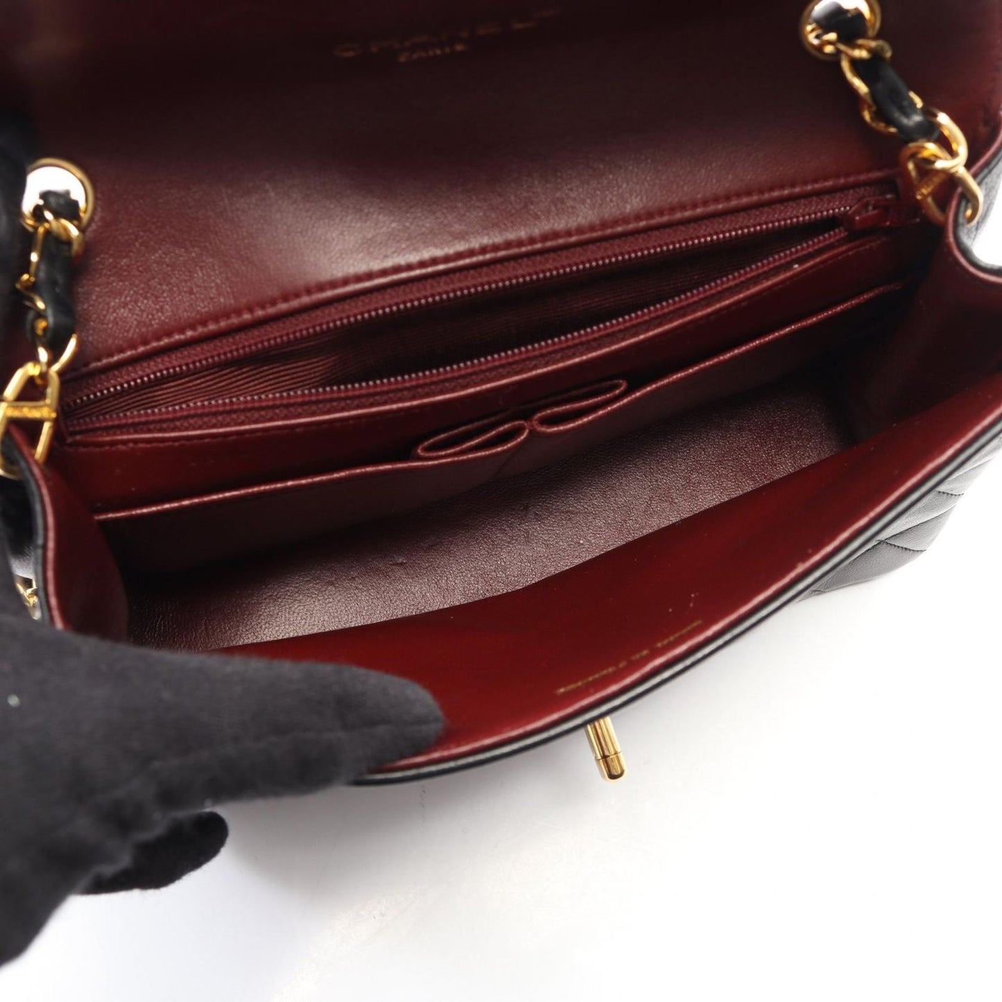 Chanel Shoulder Bag Quilted Vintage Black Lambskin Chain — view 3